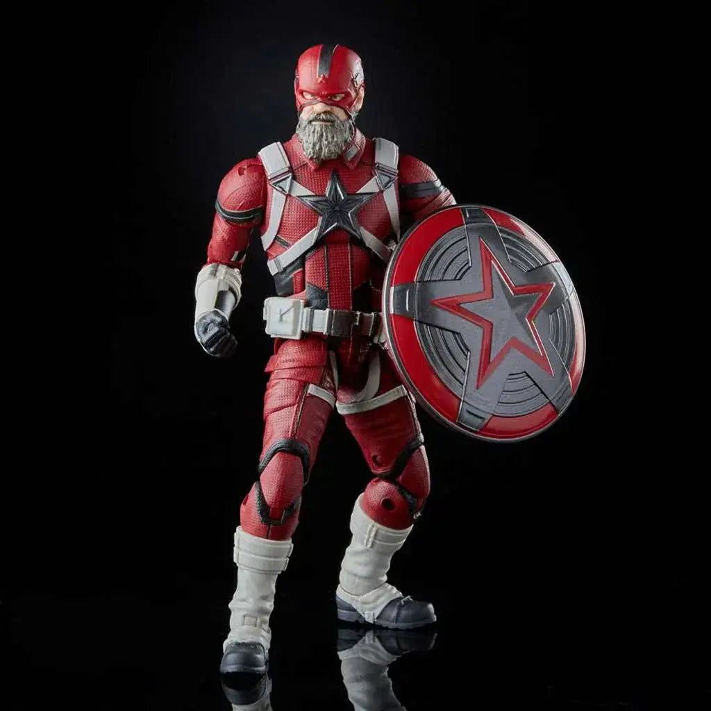 Röd och silver Captain America-figur med stjärnsymbol, sköld, Marvel Legends