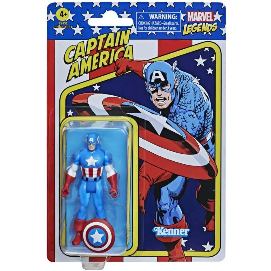 Retro Captain America actionfigur i klassisk Marvel Legends-förpackning