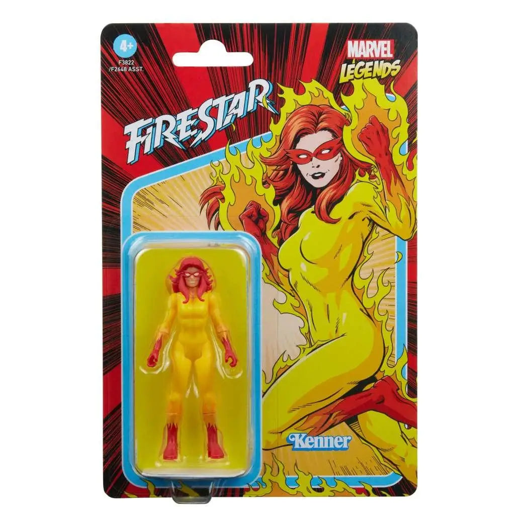 Marvel Legends Retro Firestar actionfigur i blisterförpackning
