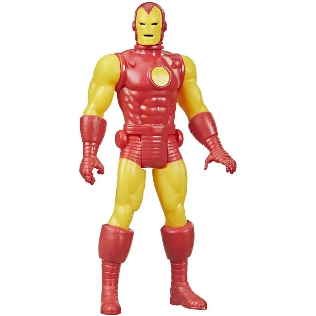 Retro Marvel Legends Iron Man actionfigur i rött och gult plast
