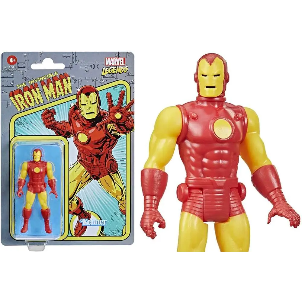 Retro Marvel Legends Iron Man actionfigur i rött och guld, Kenner