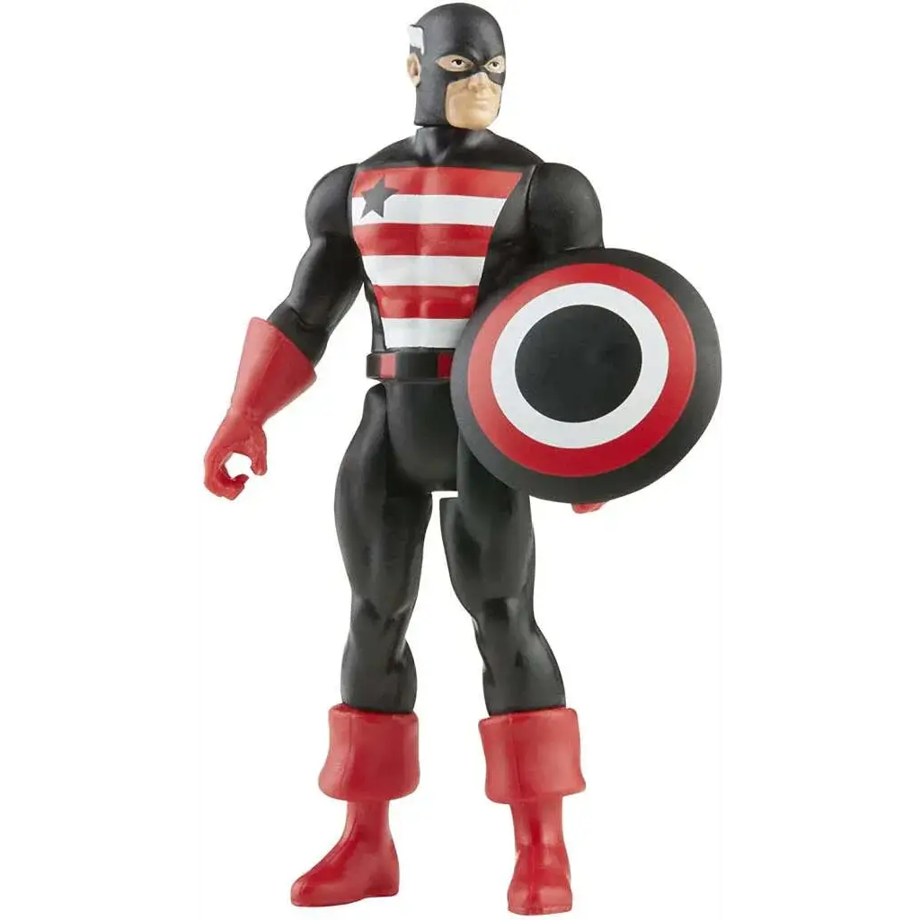 Svart och röd U.S. Agent Marvel Legends Retro-actionfigur med vit stjärna och sköld