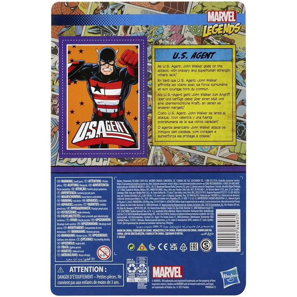 Marvel Legends Retro U.S. Agent actionfigur med Marvel Legends U.S.-text