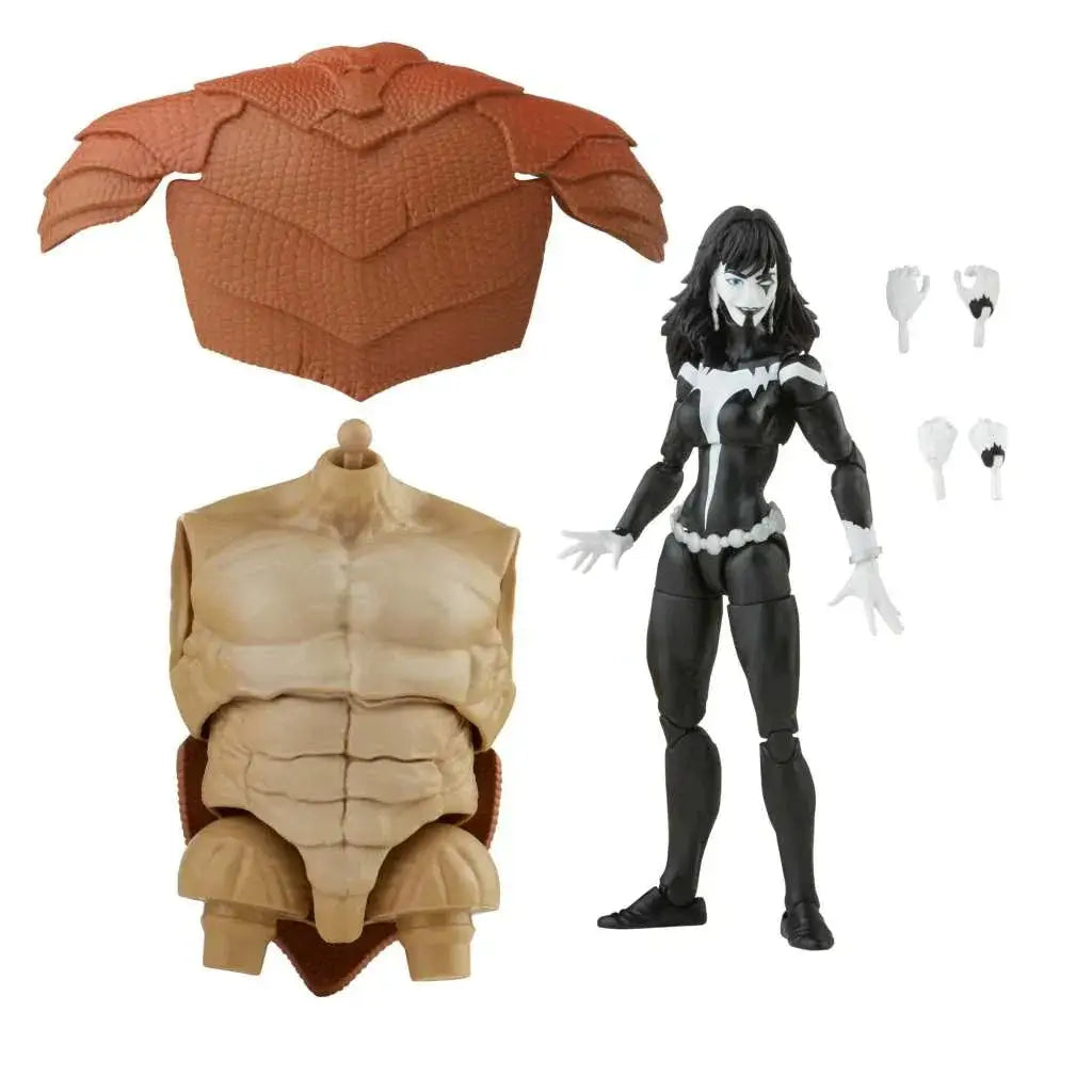 Svartvit Spider-Woman-actionfigur från Marvel Legends Shriek med ledade lemmar