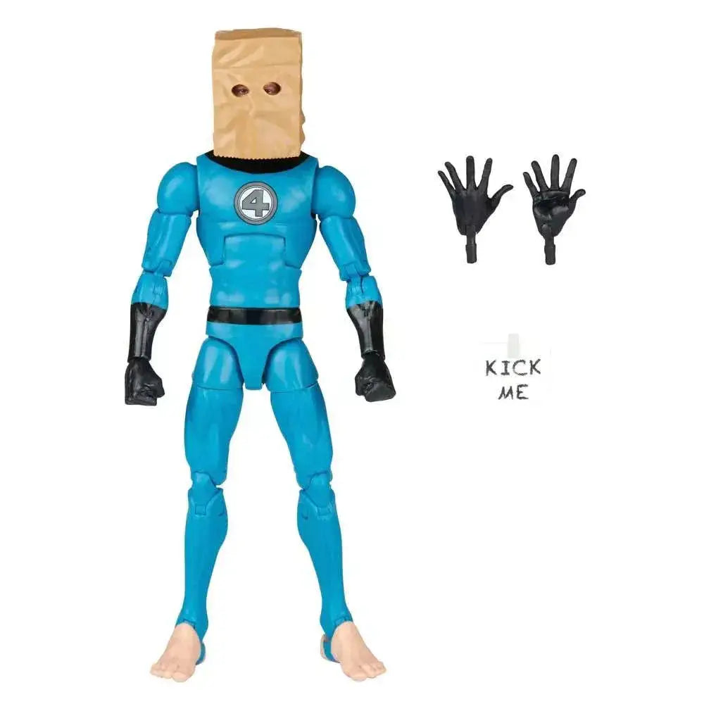 Blå och svart Marvel Legends Fantastic Four-figur med papperspåse-huvud, Spider-Man Bombastic Bag-Man