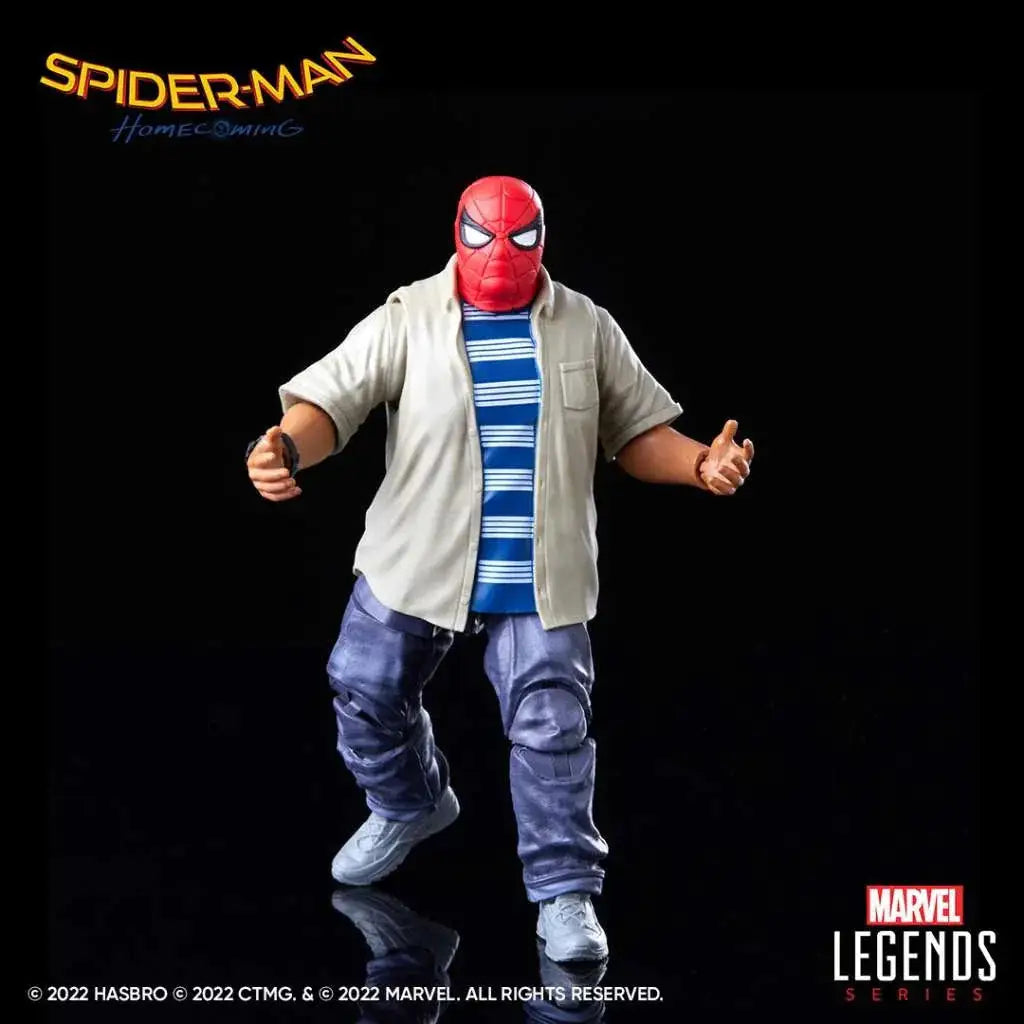 Röd och blå Spider-Man-figur i vardagskläder från Marvel Legends, i Homecoming Ned & Peter-set
