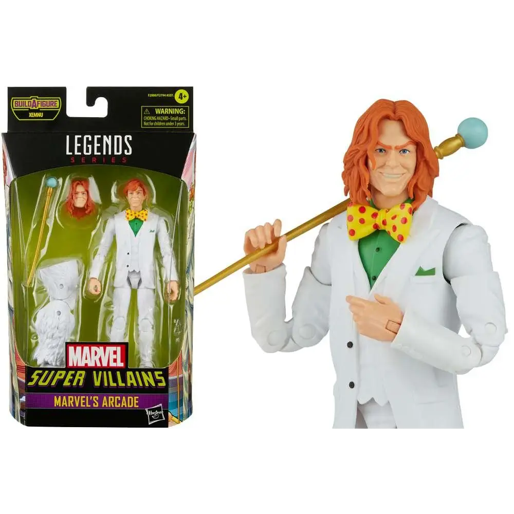 Arcade Marvel Legends skurk actionfigur med orange hår i vit kostym