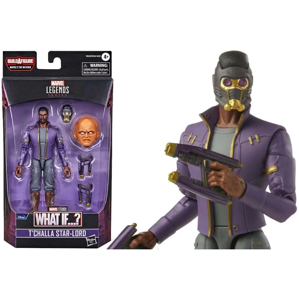 Lila och gul Star-Lord actionfigur i Marvel Legends-förpackning