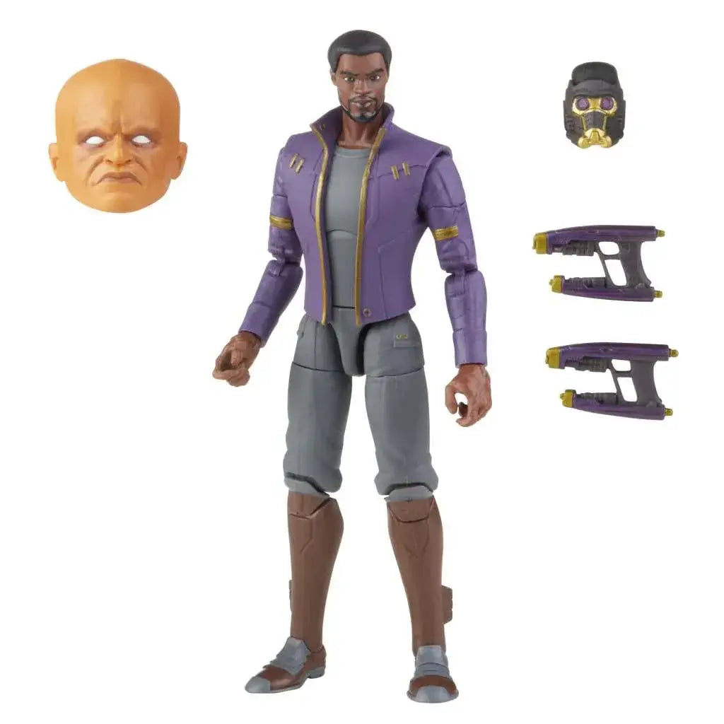 Lila och grå Marvel Legends T’Challa Star-Lord actionfigur med detaljerad jacka