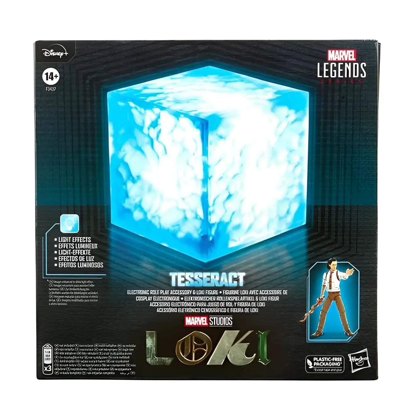 Blå lysande tesseract-kub från Marvel Legends-serien