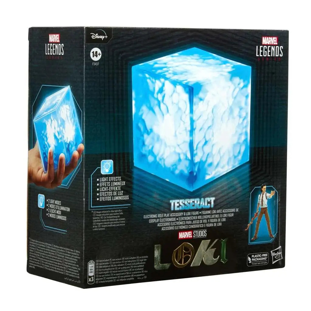 Blå upplyst tesseract-elektronisk leksaksaccessoar från Marvel Legends Loki i Marvel Legends Tesseract Elektronisk Replica