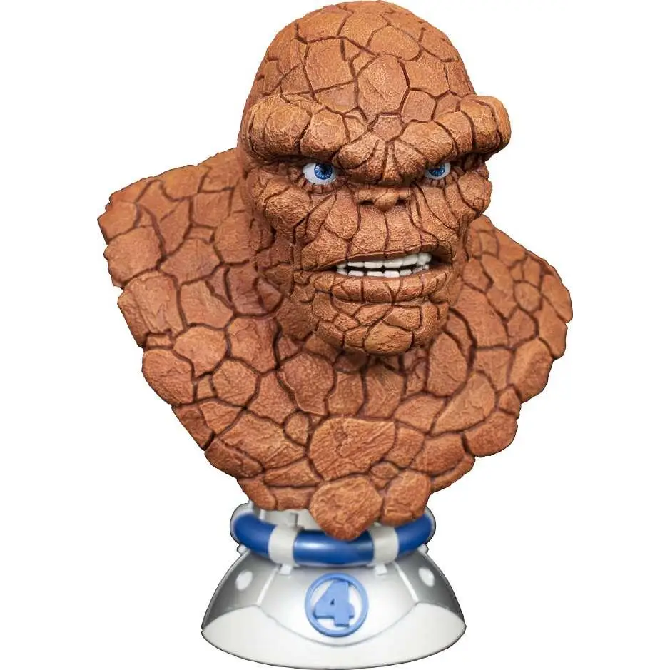 Brun bust av Marvels The Thing i 1/2-skala med blå ögon och 4-logga