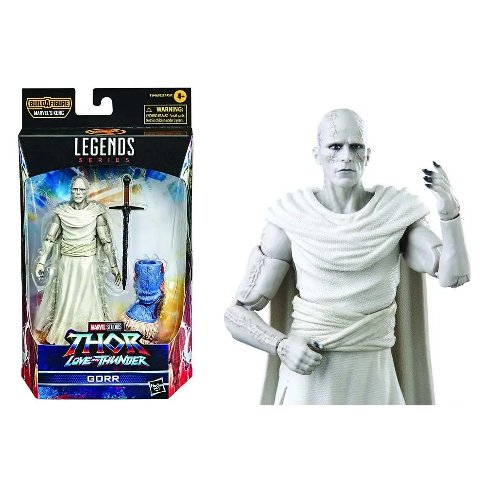 Vit Marvel Legends Gorr actionfigur från Thor: Love and Thunder, vit plastdetalj