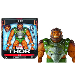 Marvel Legends Ulik actionfigur med orange hud, grön rustning och silver bröstplatta