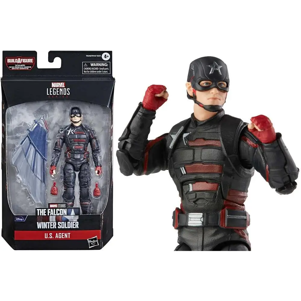 Marvel Legends US Agent actionfigur – 15 cm, svart och röd rustad Captain America som Winter Soldier med stjärnhjälm