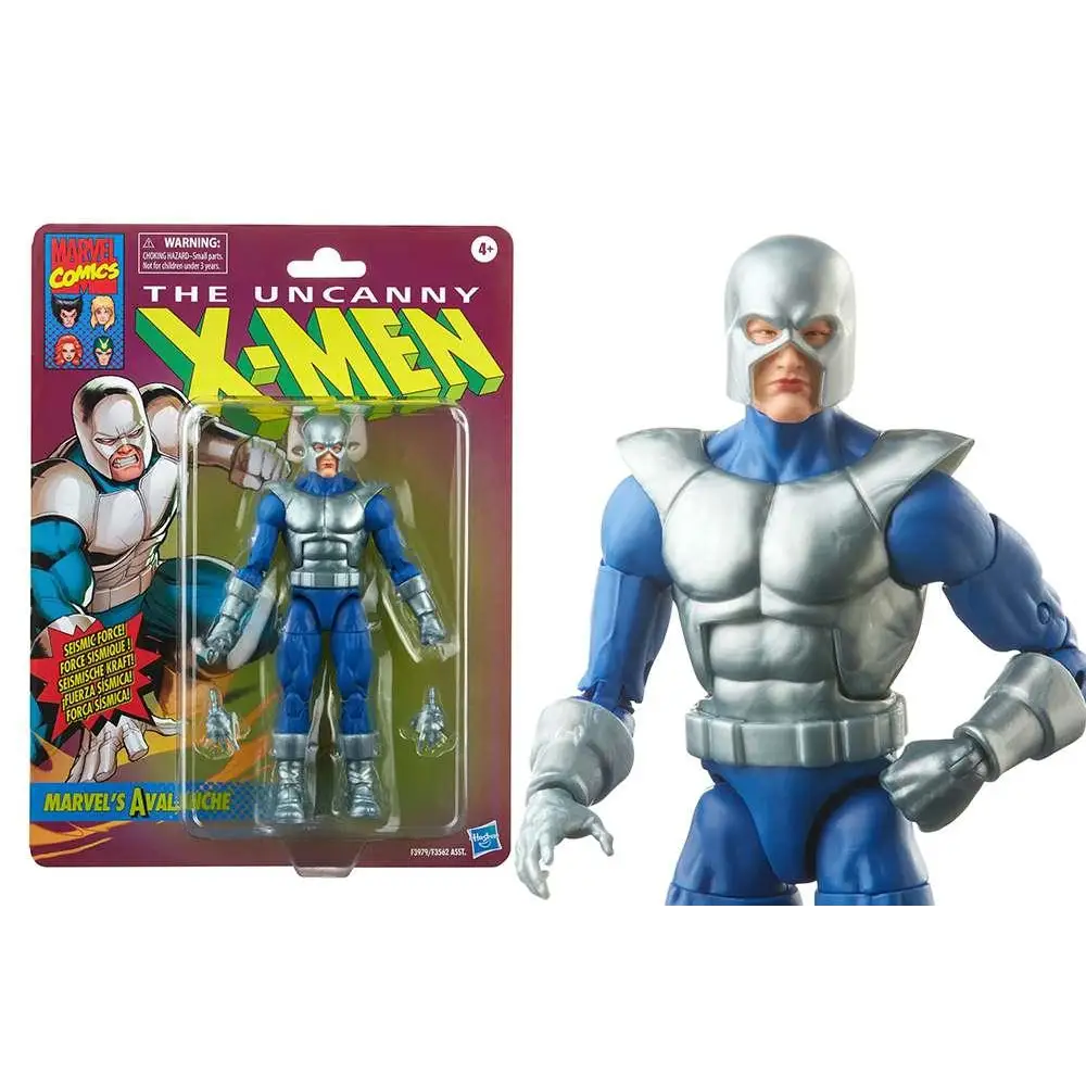 Vintage Marvel Legends Avalanche-figur i silver och blått från Uncanny X-Men