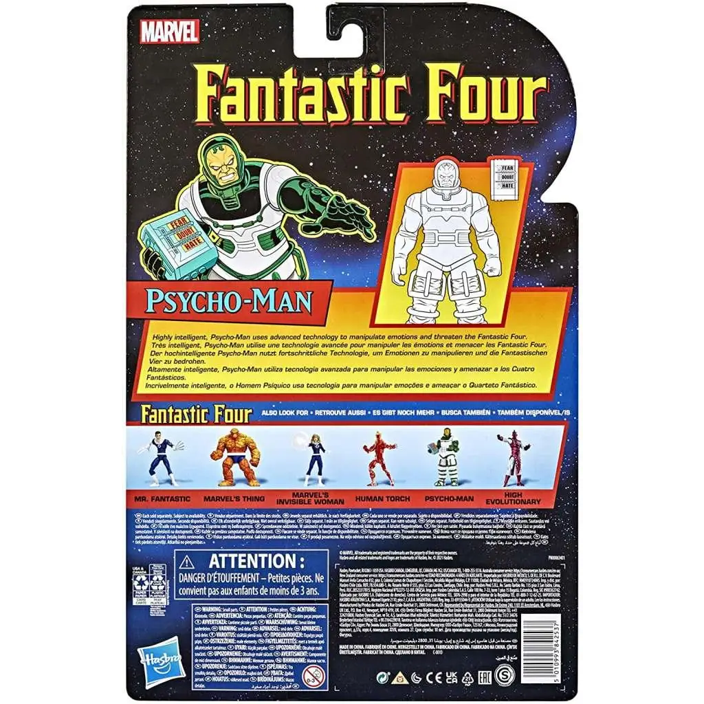 Grön och vit Psycho-Man actionfigur från Marvel Legends Vintage Fantastic Four-linjen