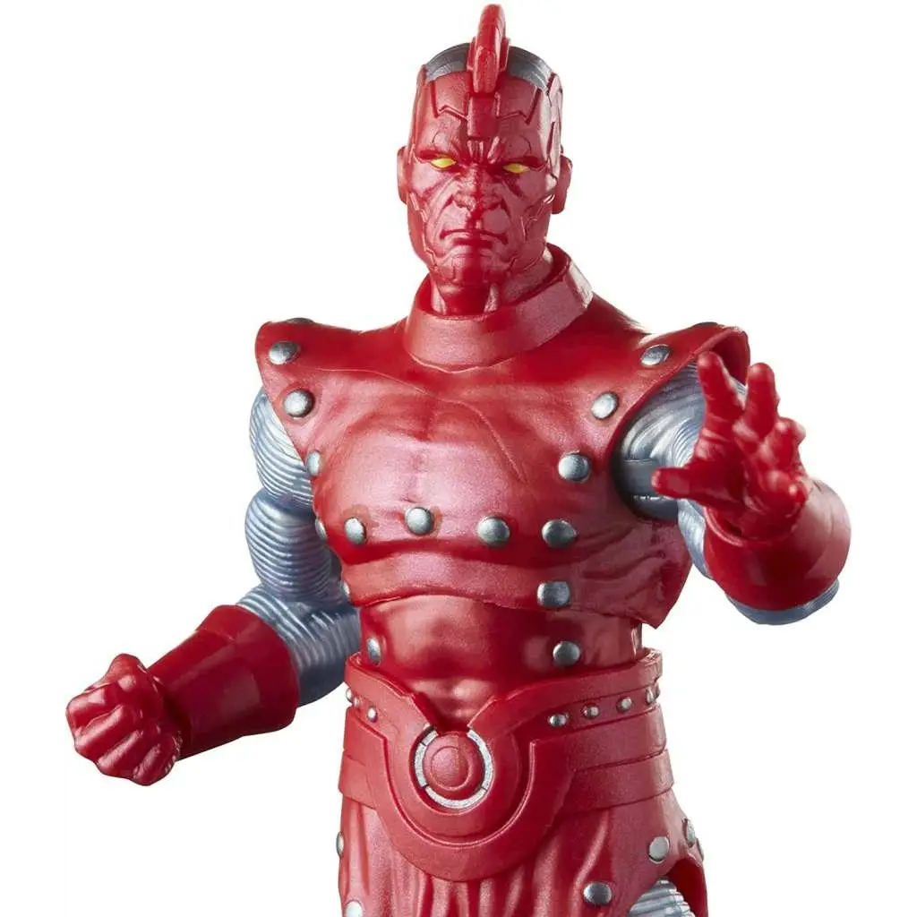 Marvel Legends High Evolutionary actionfigur i röd och silver rustning med hotfull blick och lysande gula ögon