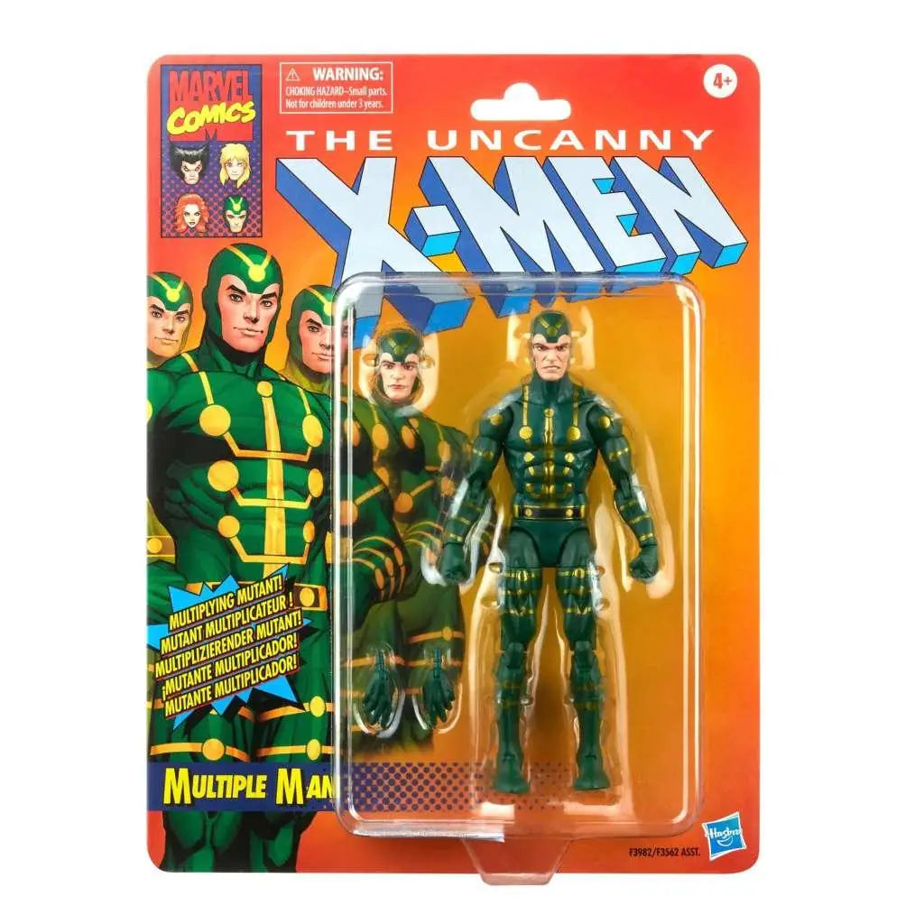Grön och gul rustad Multiple Man-figur från Uncanny X-Men i Hasbro-blisterförpackning