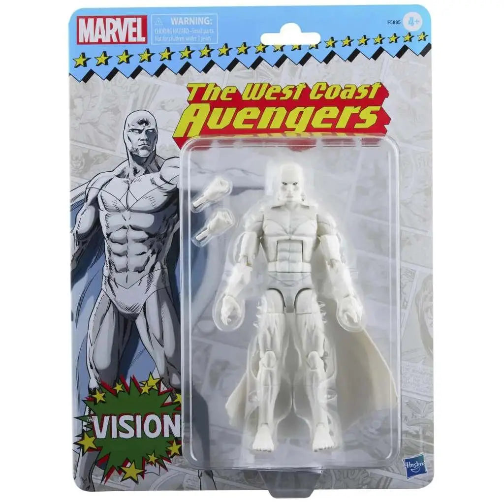 Vit Marvel Legends Vintage White Vision-actionfigur i blisterförpackning