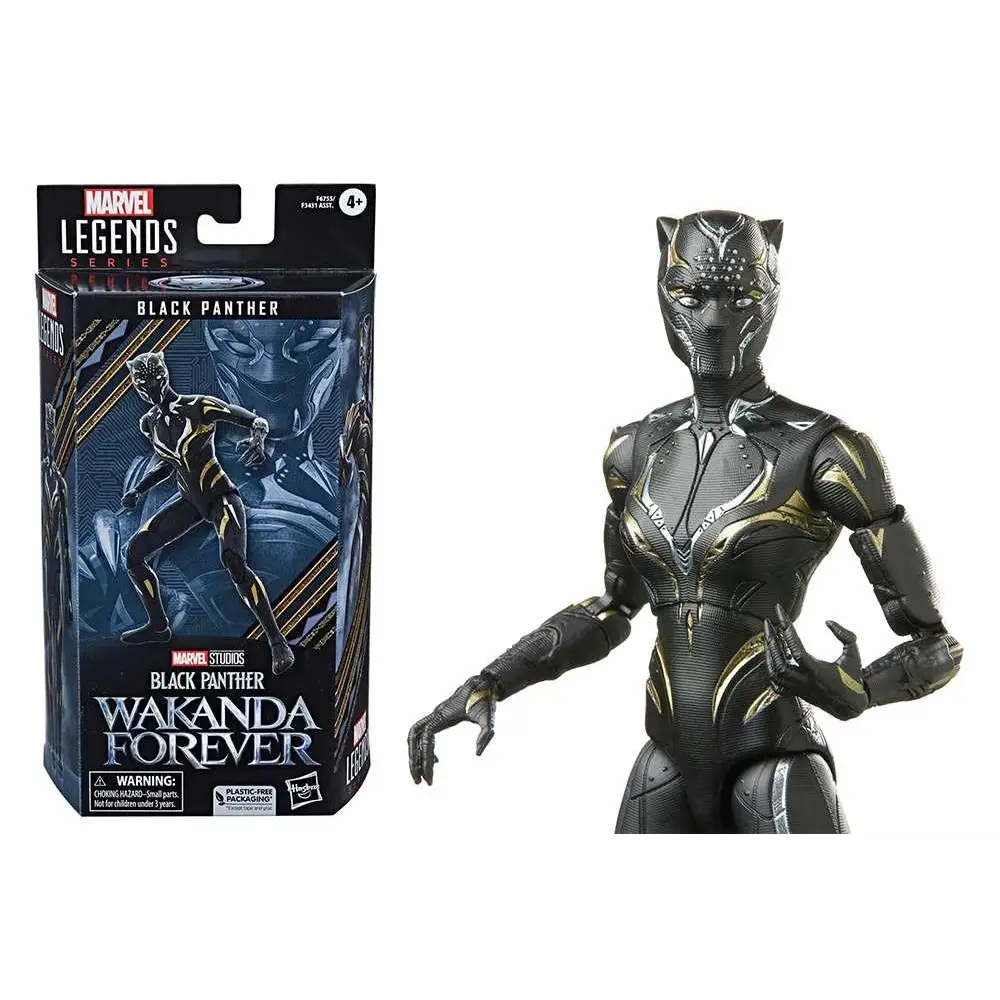 Svartpanter actionfigur i svart och guld rustning från Marvel Legends