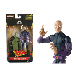 Marvel Legends X-Men Darwin actionfigur i lila svart dräkt med grön tank, i Marvel Legends-box