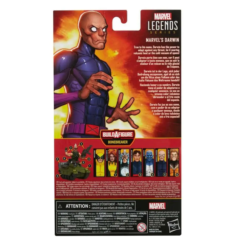 Marvel Legends X-Men Darwin actionfigur med lila kostym och vitögon