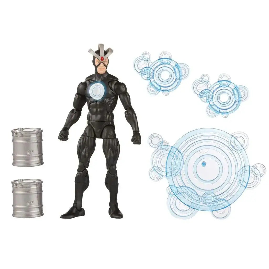 Svart Marvel Legends Cyclops-actionfigur med silvervisir och blå emblem