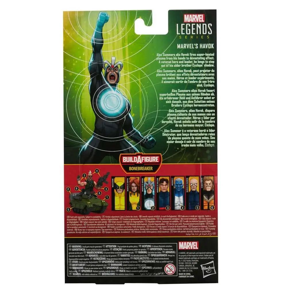 Marvel Legends X-Men Havok-figur i svart och silver med blå plasmaeffekter