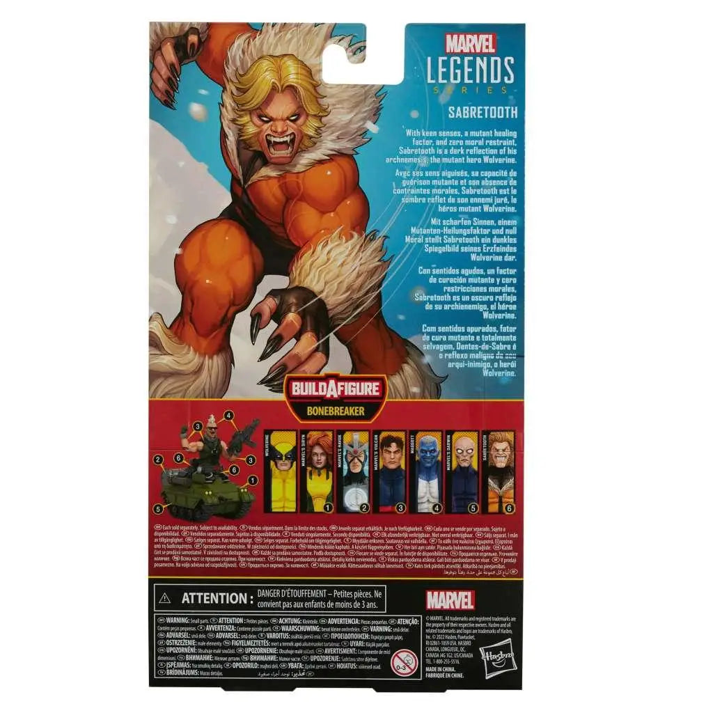 Marvel Legends X-Men Sabretooth actionfigur med orangevit päls och svarta klor