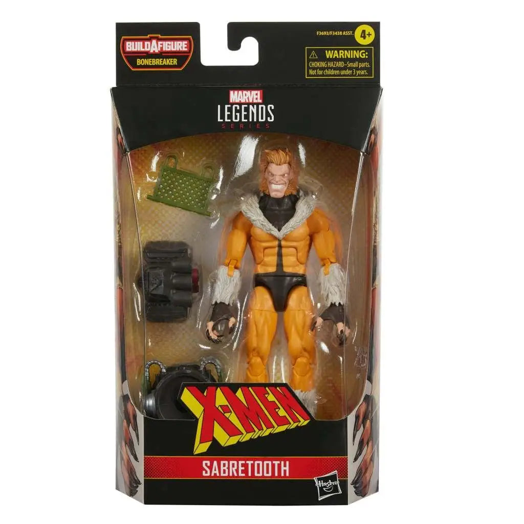 Marvel Legends X-Men Sabretooth actionfigur i orange-svart med vit pälstrim, Hasbro-förpackning