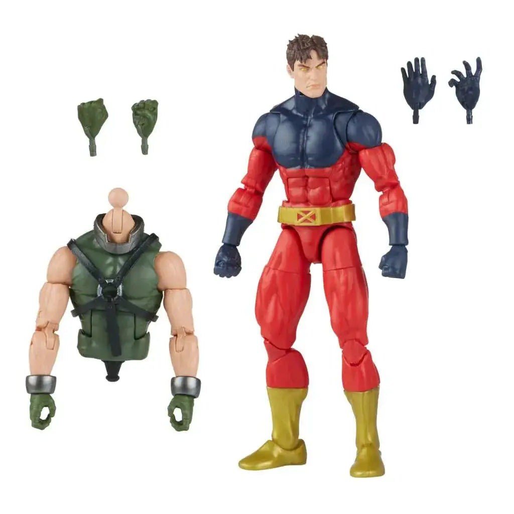 Röd och blå Marvel Legends X-Men Vulcan-actionfigur med guldbottiner, bälte och handskar