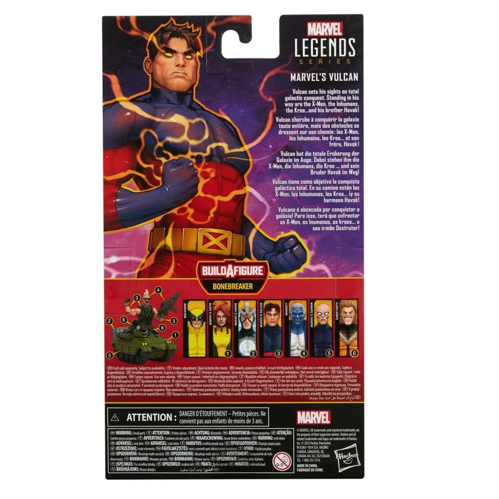 Marvel Legends X-Men Vulcan actionfigur i blå-röd kostym med gula blixtmönster