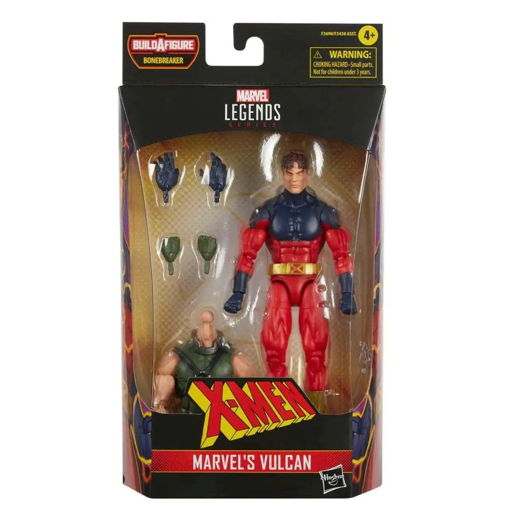 Marvel Legends X-Men Vulcan actionfigur i röd-blå dräkt med gulddetaljer