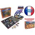 Lila metallisk dinosauriefigur med detaljerade fjäll och mekanisk rustning på stenbas från Masters of the Universe: Battleground - Wave 2 - Legends of Preternia