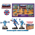 Blå plastminiatyrer av onda krigare från Masters of the Universe Battleground, våg 5, Evil Warriors, engelsk utgåva