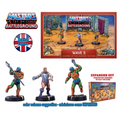 Tre painted Masters of the Universe Battleground-miniatyrer från våg 5