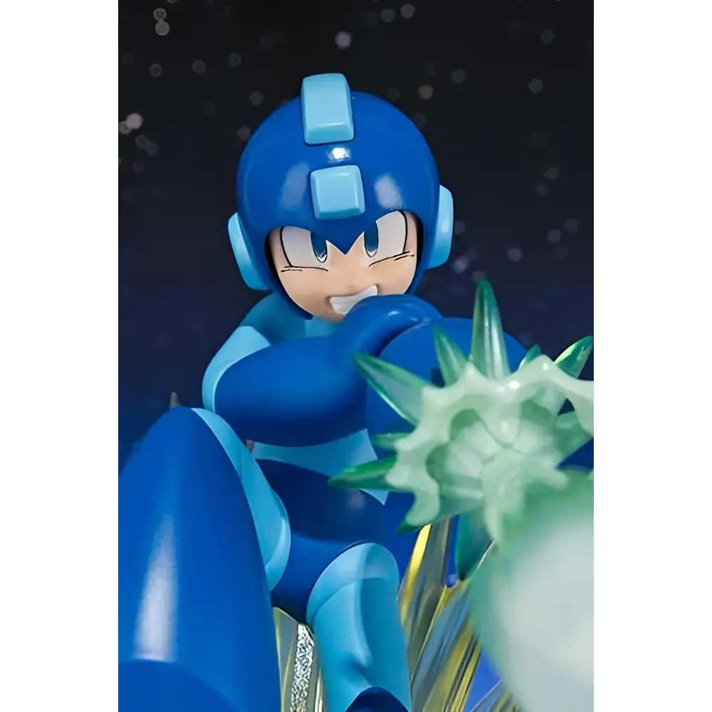 Blå Mega Man Zero-figur med glansig finish och grön energivapen