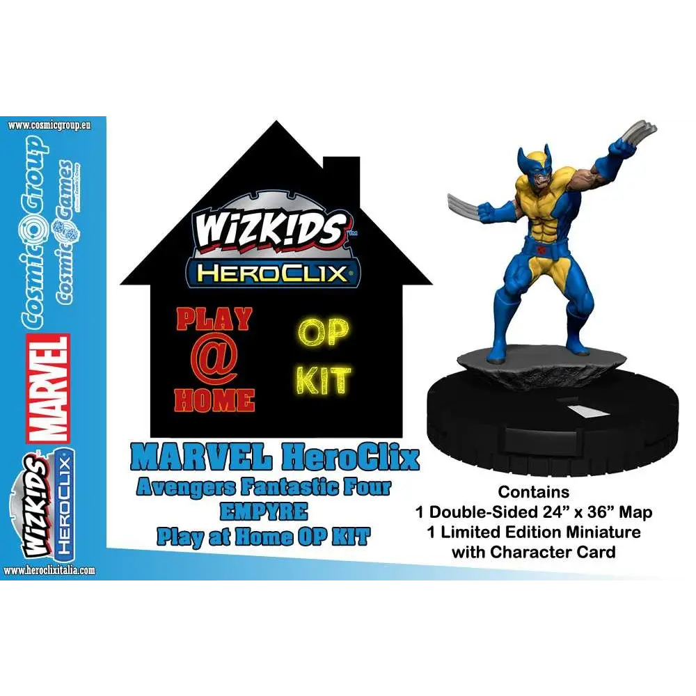 Blå och gul Wolverine-miniature med metalliska klor på svart bas, MHC Avengers F4 Empyre Pah Kit