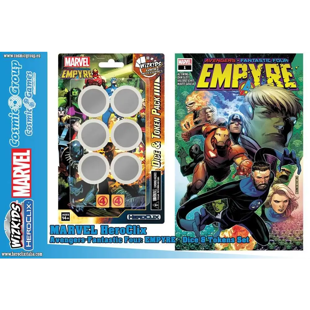 Marvel Heroclix Avengers-Fantastic Four Empyre tärningar och tokens i blisterpack