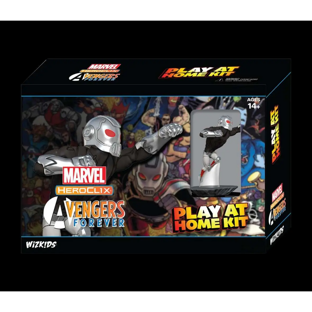 Silver and black Ant-Man action figure in dynamic pose from Marvel Avengers Forever HeroClix Play at Home Kit in MHC Avengers Forever Play at Home Kit