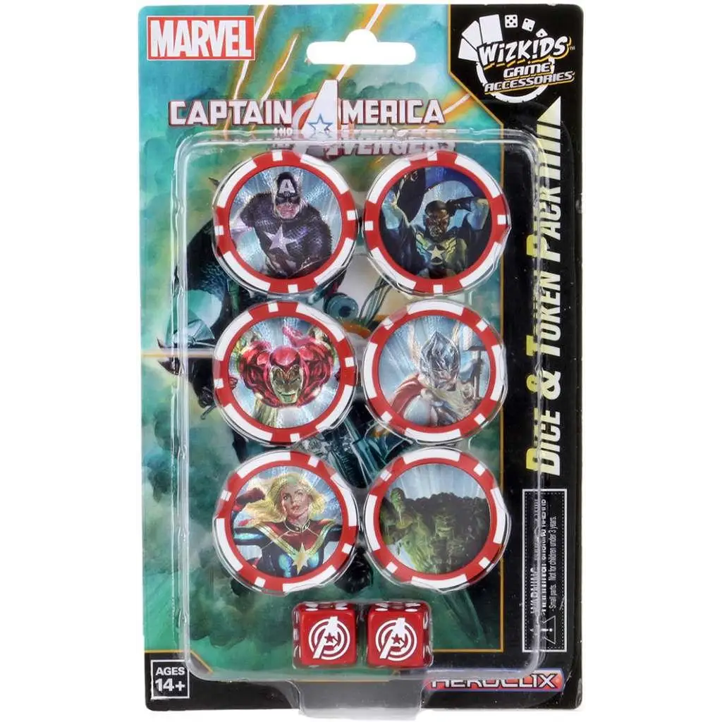 Mhc Captain America & Avengers tärningar och token i plastförpackning