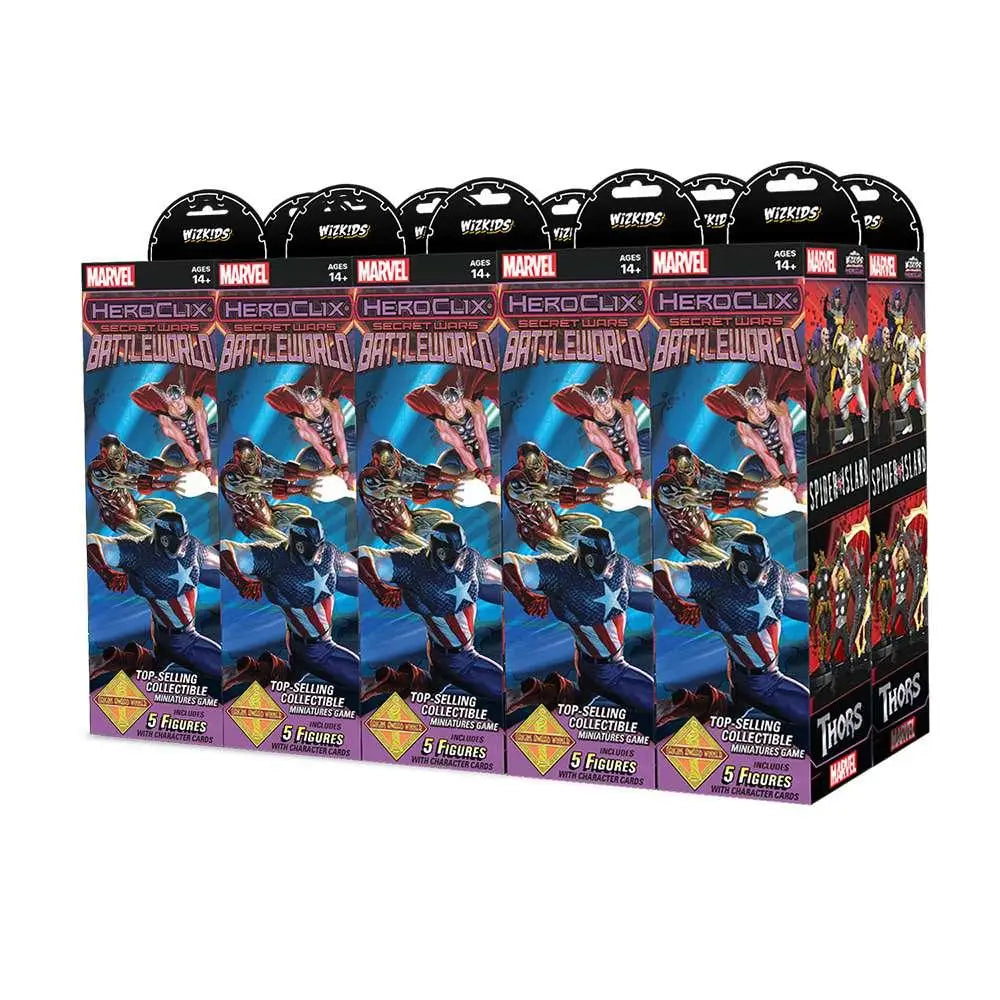Marvel Heroclix Battleworld box med Captain America och Iron Man