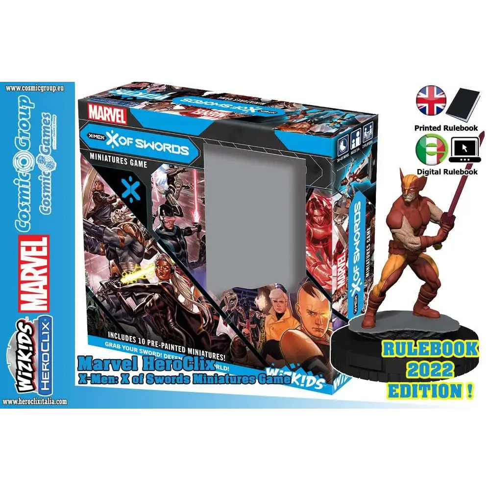 Röd och gul Wolverine-miniatyr från Marvel Heroclix X-Men: X of Swords