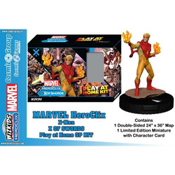 Fiery röd-guld Firestorm-figur från Marvel på svart bas i MHC X-Men X of Swords-kit