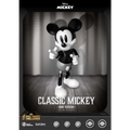Klassisk svartvit Mickey Mouse-figur med runda öron och glad min