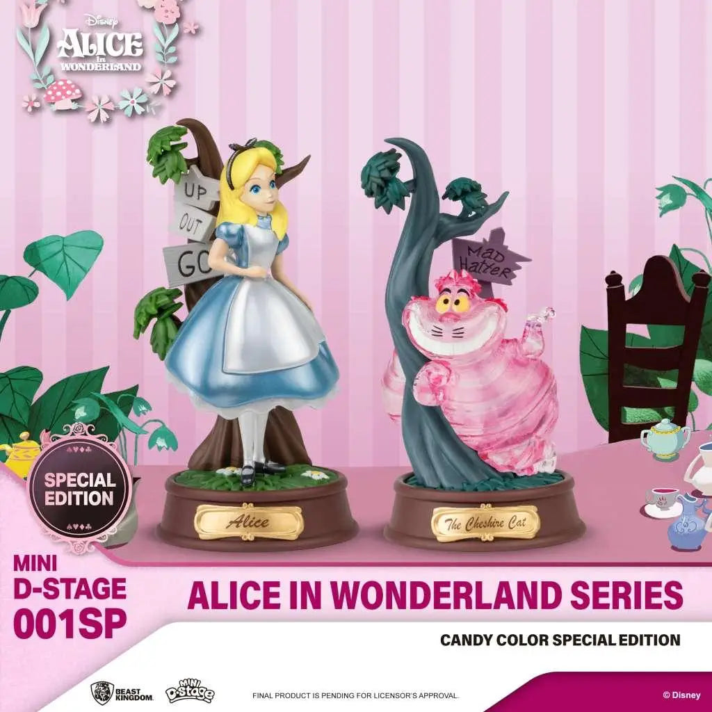 Alice i blått klänning bredvid Cheshire Cat vid träd, Mini D-Stage 2-pack