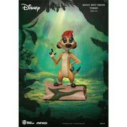 Mini Disney Bästa Vän Timon: tan meerkat-figur med röd tofs och svansspets på mossig sten