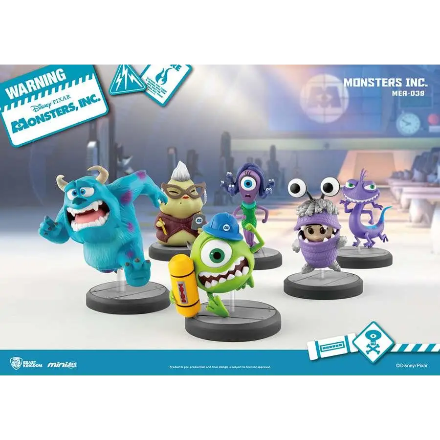 Blå, gröna och lila Monsters Inc-figurer i Mini Egg Attack-set (6)