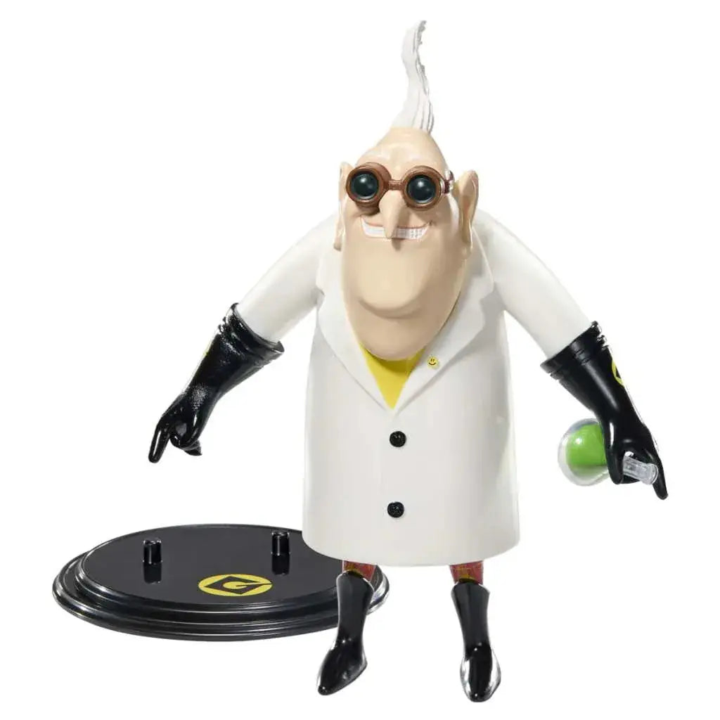 Vit Minions Dr Nefario bendyfig: animerad vitklädd vetenskapsman med grön flaska